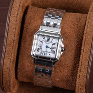 ORA Steel Panther-style ladies Seiko Mod watch, white dial, Roman numerals, interlocking bracelet, 34mm/38mm – front view