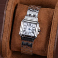 ORA Steel Panther-style ladies Seiko Mod watch, white dial, Roman numerals, interlocking bracelet, 34mm/38mm – front view