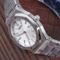 ORA Steel Royal Oak-style Seiko Mod watch, white dial, smooth polished bezel, octagonal case, 34mm – front view