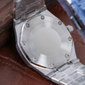 ORA Steel octagon-style Seiko Mod watch, white dial, smooth polished bezel, octagonal case, 34mm – dial detail close-up