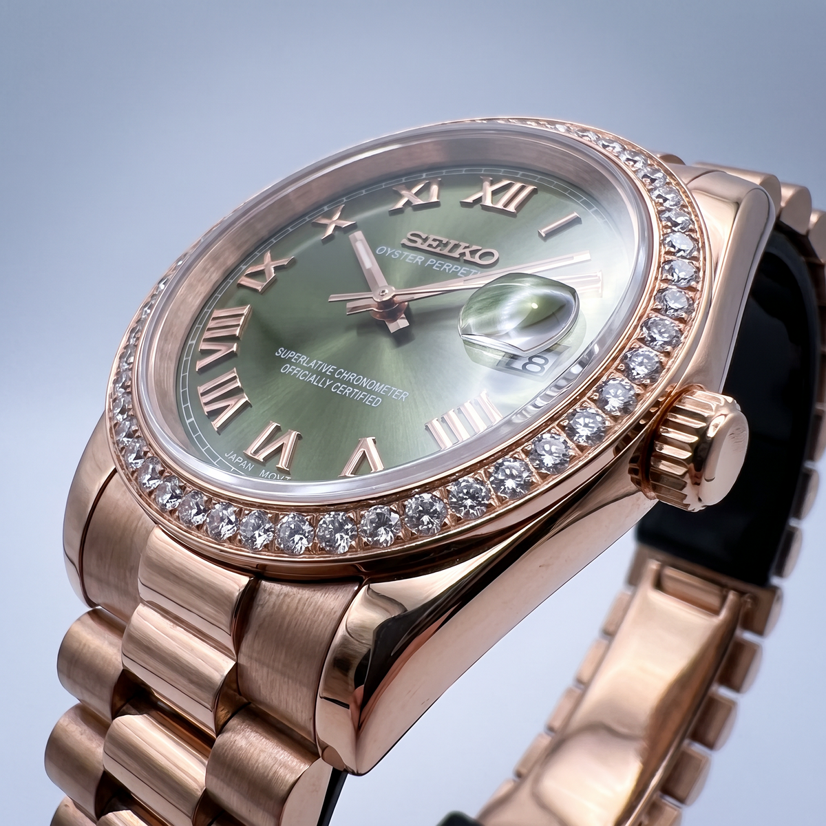 Rose Gold Classic Date (31mm/36mm) Ladies Seiko MOD - GREEN DB
