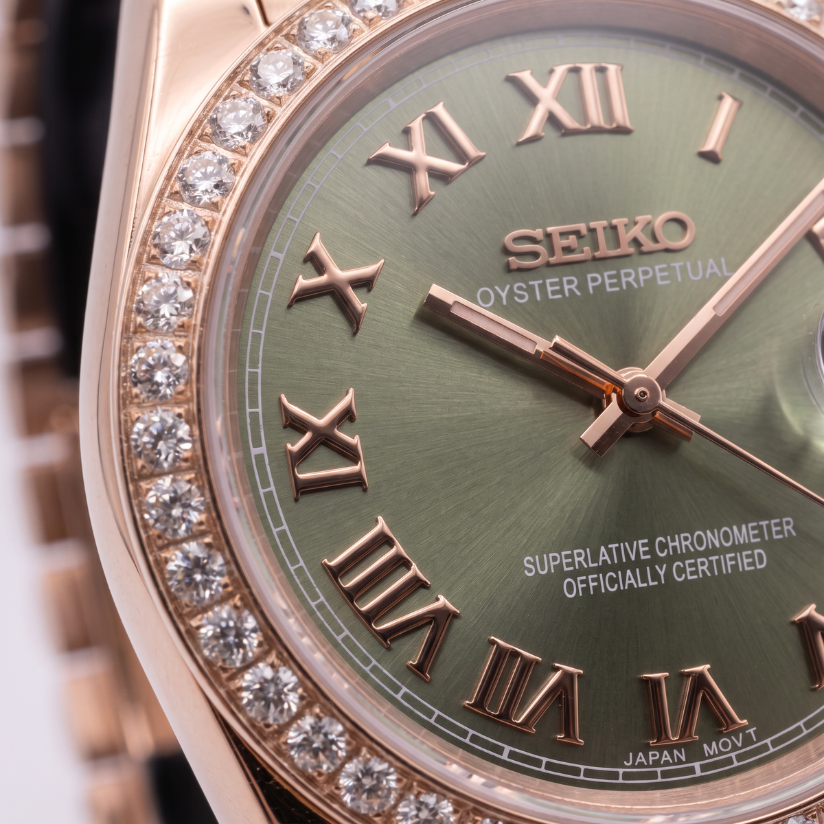 Rose Gold Classic Date (31mm/36mm) Ladies Seiko MOD - GREEN DB