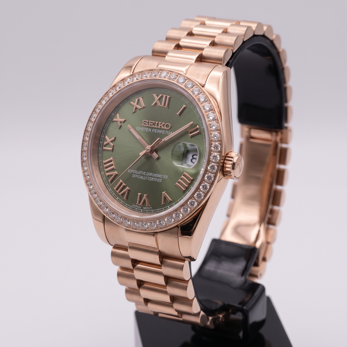 Rose Gold Classic Date (31mm/36mm) Ladies Seiko MOD - GREEN DB