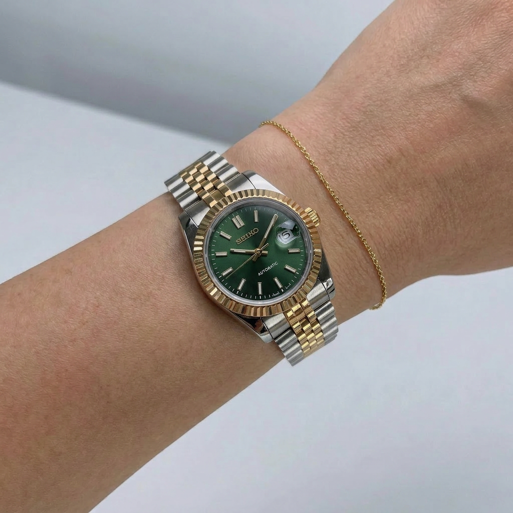 Two-Tone Rose Datejust (31mm/36mm) Ladies Seiko MOD - GREEN