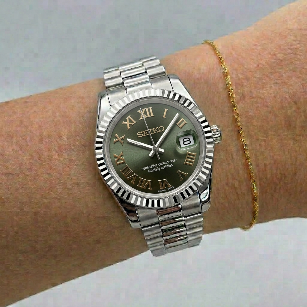 SEIKOJUST- ROMAN GREEN GOLD