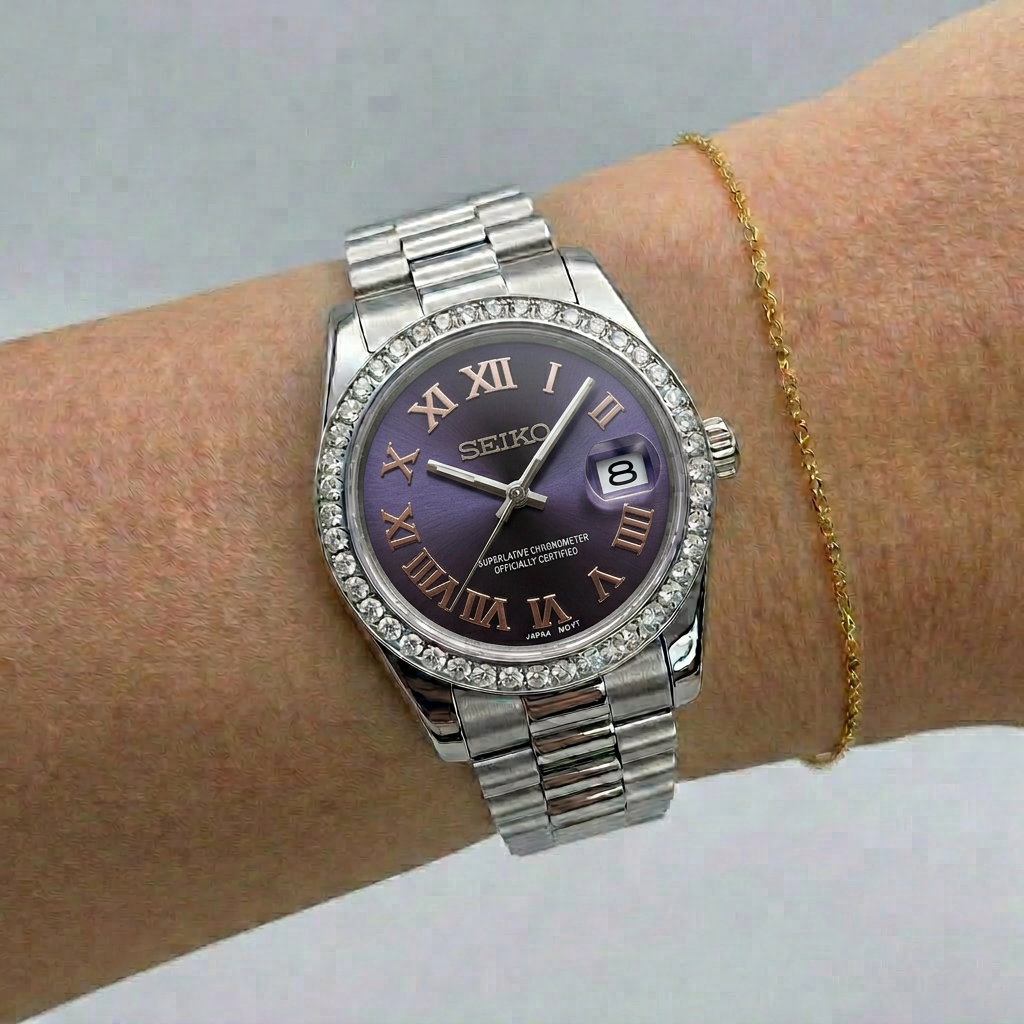 SEIKOJUST- DIAMOND BEZEL ROMAN PURPLE