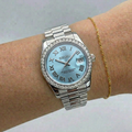ORA Steel Classic Date ladies Seiko Mod watch, light blue dial, diamond bezel, Roman numerals, 31mm/36mm – front view