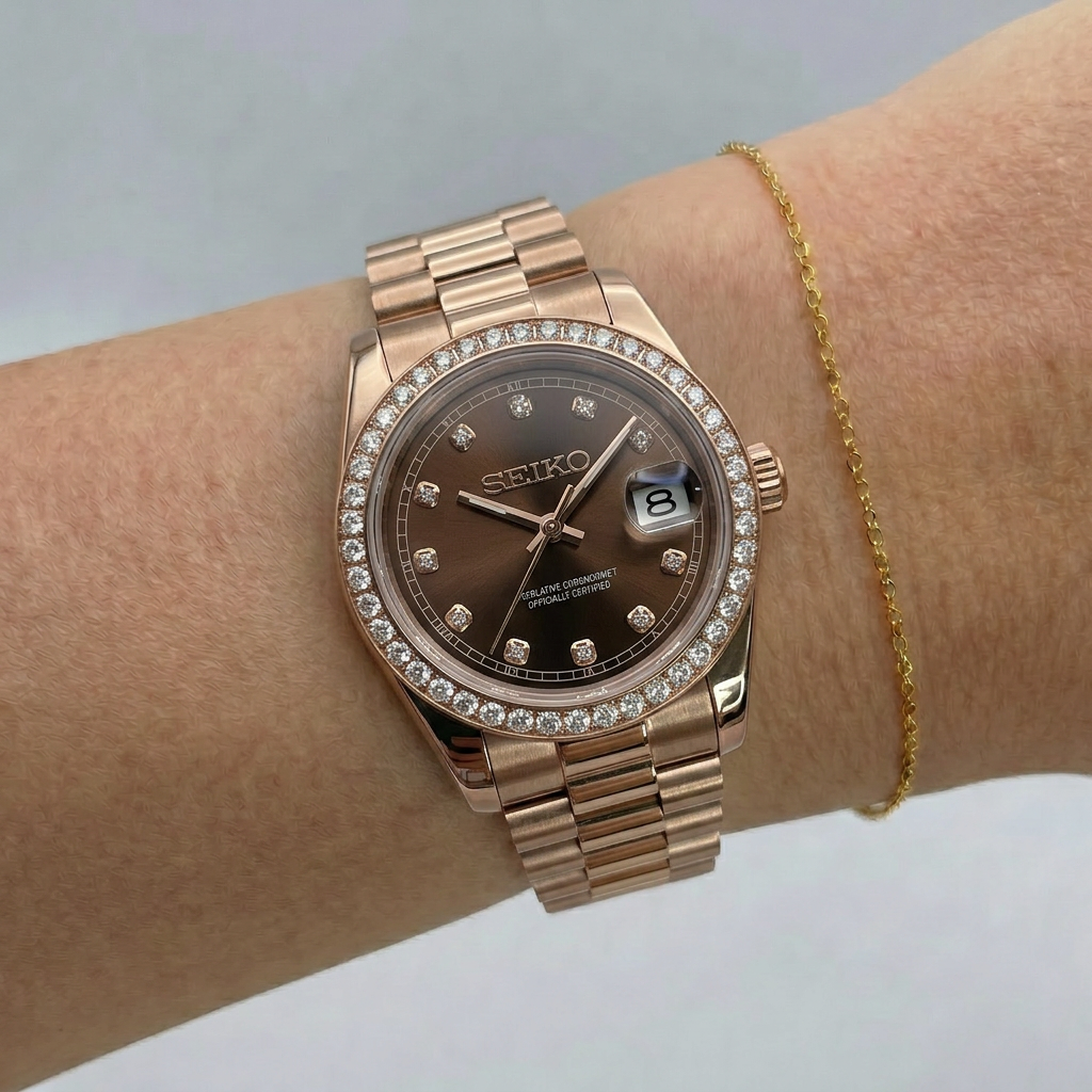 Rose Gold Datejust (31mm) Ladies Seiko MOD - BROWN DB