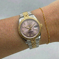 ORA Two-Tone Classic Date ladies Seiko Mod watch, Pink dial, 31mm/36mm – front view