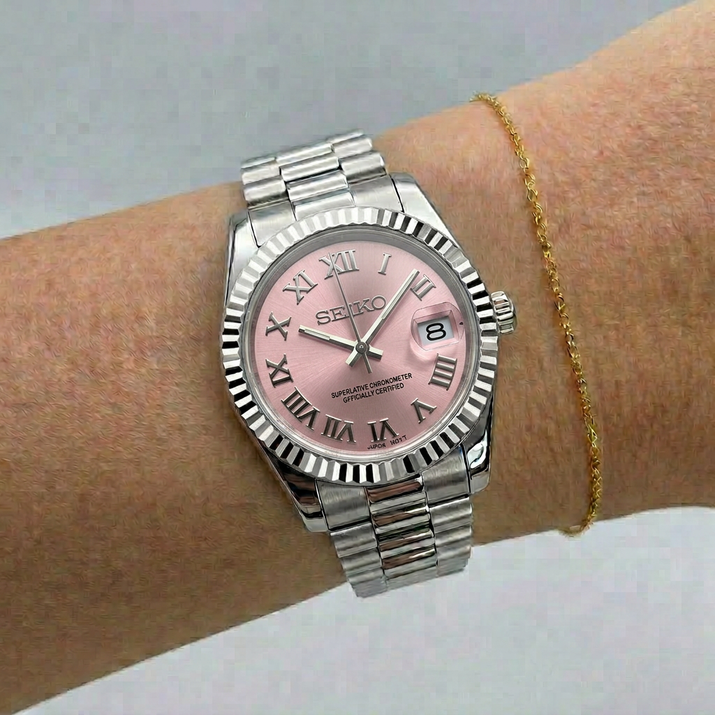 SEIKOJUST- ROMAN SILVER PINK