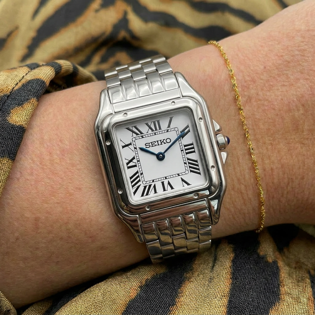 Steel Panthère (30mm) Ladies Seiko MOD - WHITE