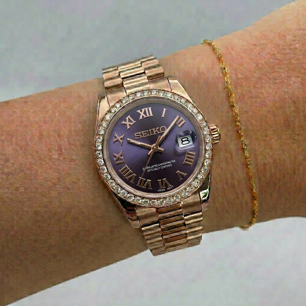 Rose Gold Datejust (31mm) Ladies Seiko MOD - PURPLE DB