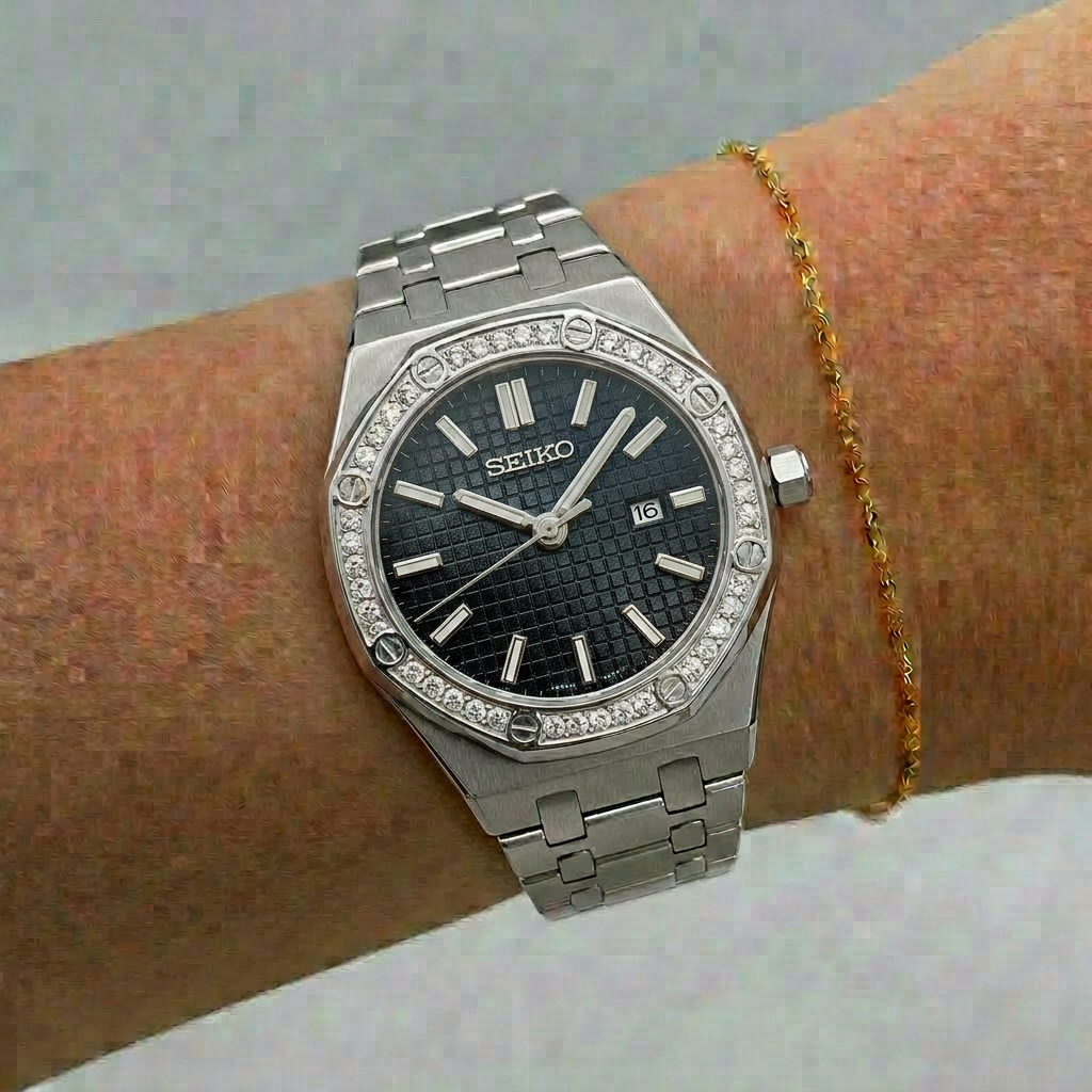 Steel Royal Oak (34mm) Ladies Seiko MOD - BLACK