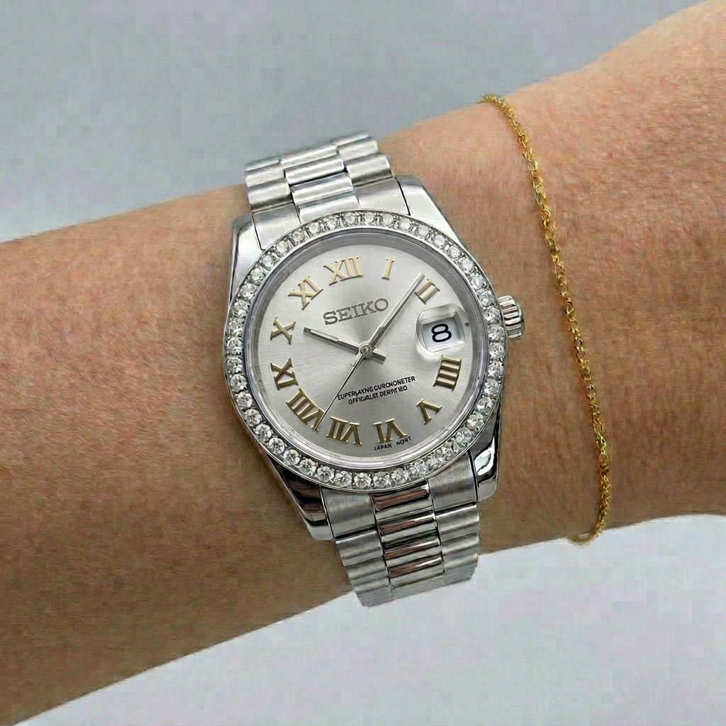 Steel Datejust (31mm) Ladies Seiko MOD - SILVER WHITE DB
