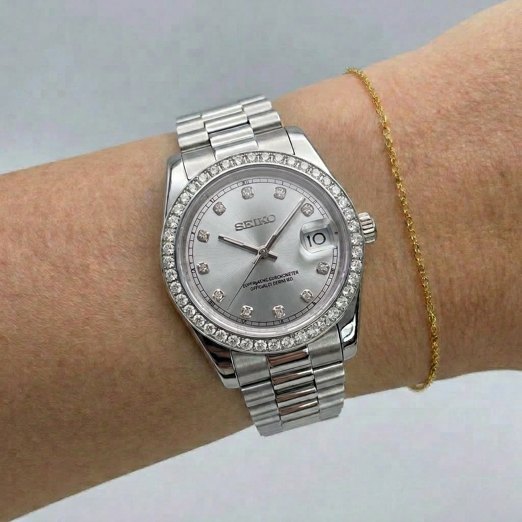 Steel Datejust (31mm) Ladies Seiko MOD - SILVER WHITE DB
