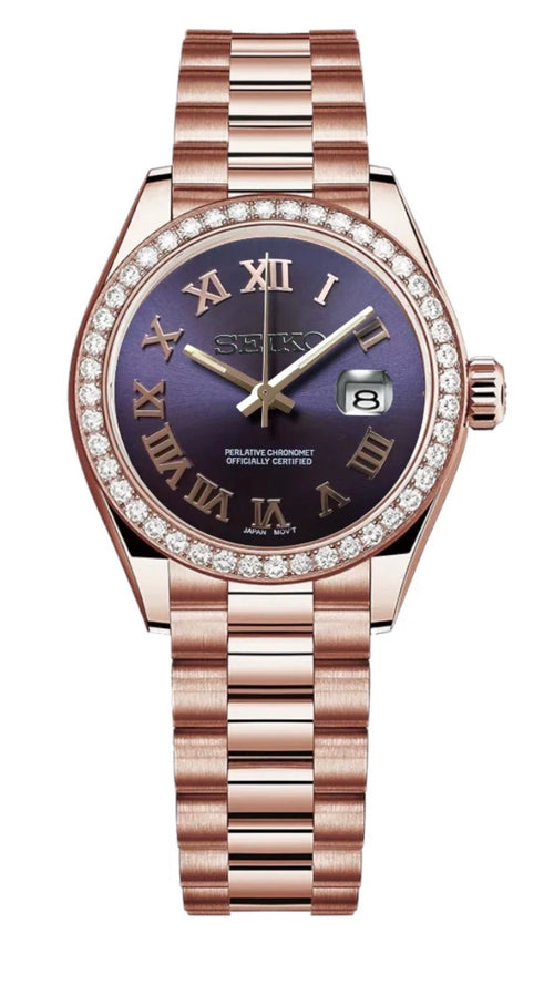 Rose Gold Datejust (31mm) Ladies Seiko MOD - PURPLE DB