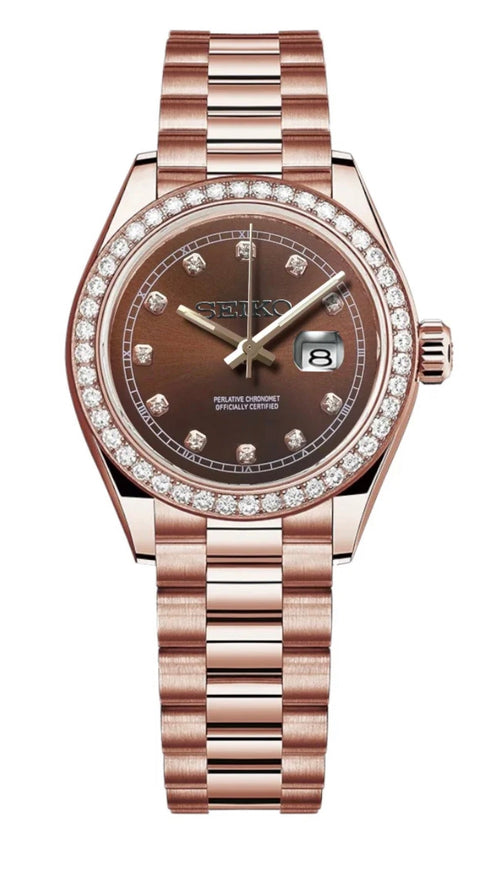 Rose Gold Datejust (31mm) Ladies Seiko MOD - BROWN DB
