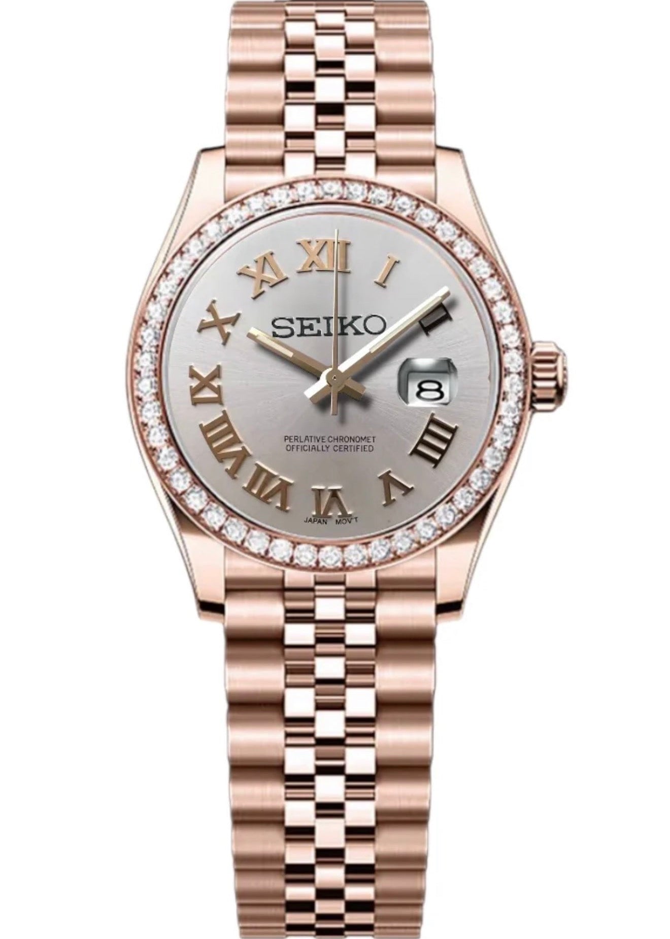 SEIKOJUST-  ROSEGOLD DIAMOND VESSEL ROMAN WHITE