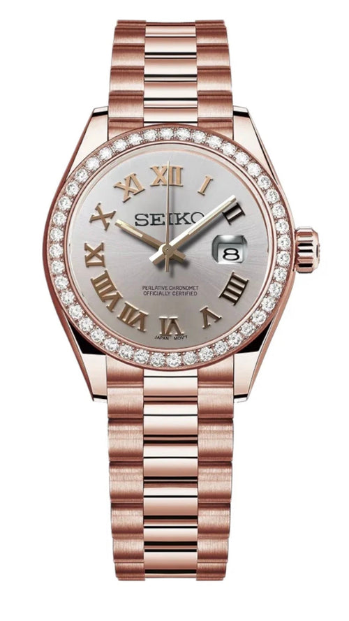Rose Gold Datejust (31mm) Ladies Seiko MOD - WHITE DB