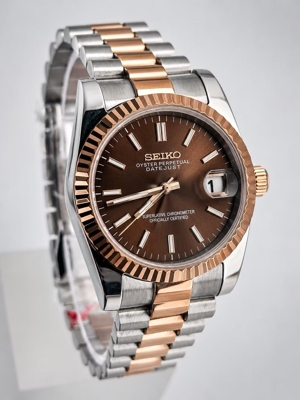 Two-Tone Rose Datejust (31mm/36mm) Ladies Seiko MOD - BROWN