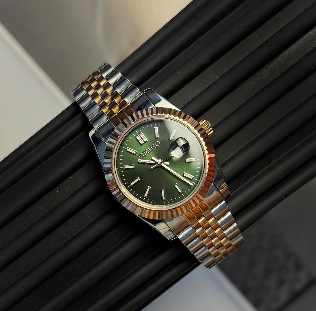 Two-Tone Rose Datejust (31mm/36mm) Ladies Seiko MOD - GREEN