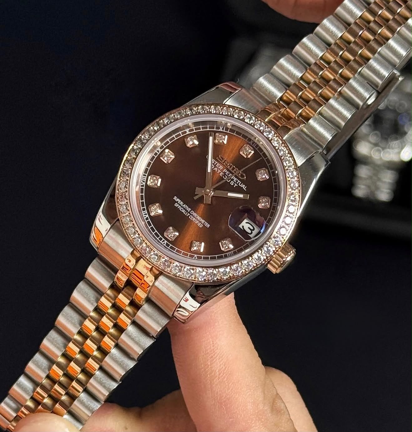Two-Tone Rose Datejust (31mm/36mm) Ladies Seiko MOD - BROWN DB