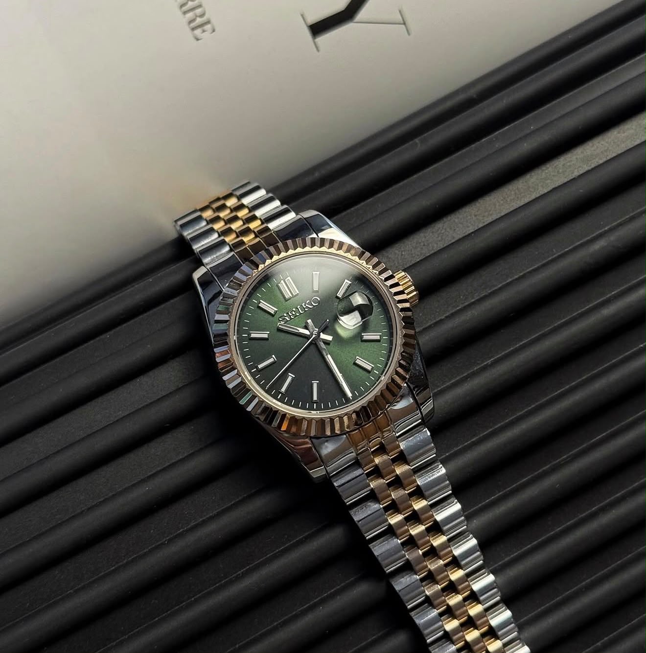 Two-Tone Rose Datejust (31mm/36mm) Ladies Seiko MOD - GREEN