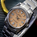 ORA Oyster Perpetual-style Seiko Mod watch, yellow dial, stainless steel, 36mm – front view
