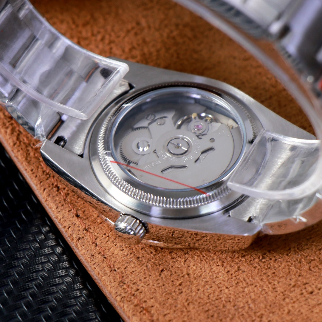 ORA Oyster Perpetual-style Seiko Mod watch, green dial, stainless steel, 36mm – dial detail close-up
