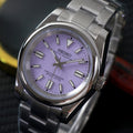 ORA Oyster Perpetual-style Seiko Mod watch, lavender dial, stainless steel, 36mm – front view